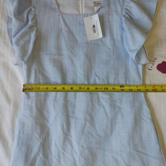 Gabby Woman's Size 16 Flutter Sleeve Knee Length Square Neck SunDress Blue - Picture 3 of 6